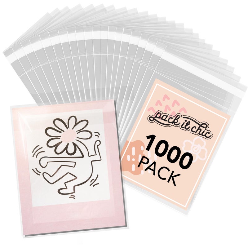 Pack It Chic  8 X 10 1000 Pack Clear Resealable Cello Poly Bags  Fits 8X10 Prints Photos Artwork  Self Seal