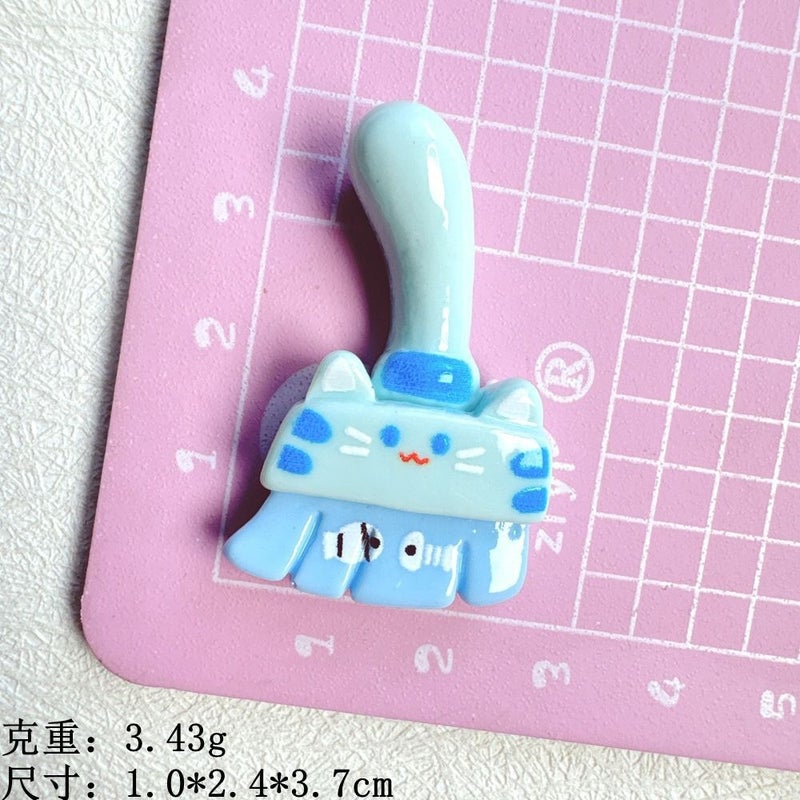 Cute Cartoon Cat Brush - Handmade Creative Cream Glue DIY Hair Clip, Phone Case Pendant & Resin Accessories