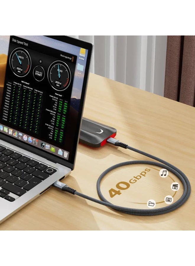 أولودينيز  كابل USB4.0 من نوع C إلى C – شحن سريع 240 واط، نقل بيانات بسرعة 40Gbps، دعم فيديو 8K@60Hz – متوافق مع Thunderbolt 4 – بطول 1 متر - Image 4