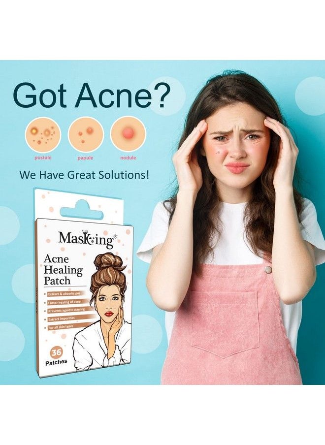 MASKING - Acne Pimple Patch Acne Healing Patch Transparent Waterproof Breathable Patch With 100% Hydrocolloid Pimple Patches For Face (36 Dots) Pack Of 1 - Image 1