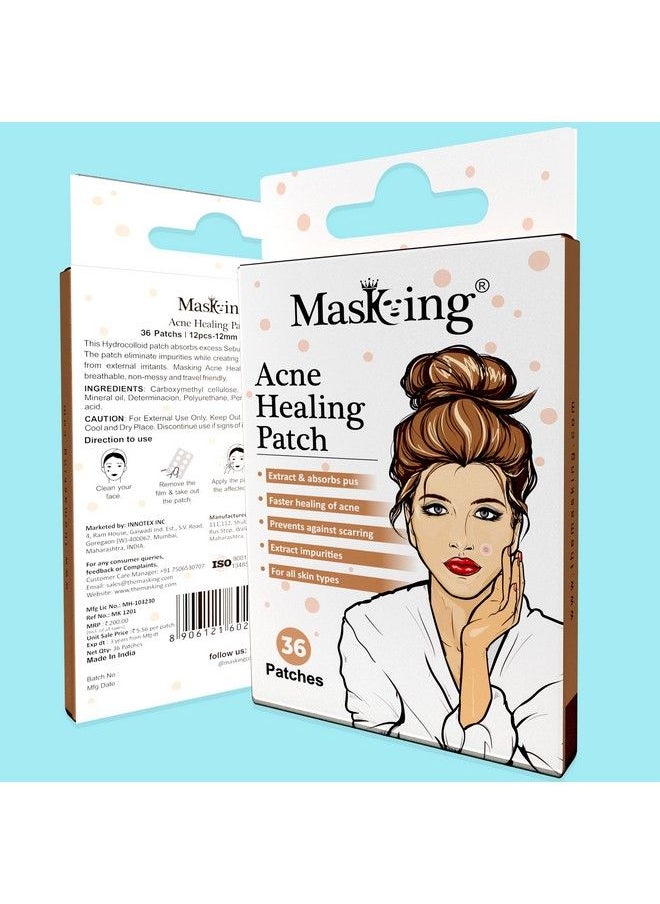 MASKING - Acne Pimple Patch Acne Healing Patch Transparent Waterproof Breathable Patch With 100% Hydrocolloid Pimple Patches For Face (36 Dots) Pack Of 1 - Image 1