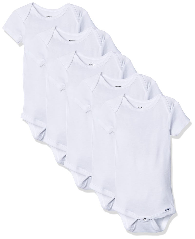 Gerber Baby Boys 5-pack Solid Onesies Bodysuits Baby-unisex-bodysuits, White, 3T US - Image 1