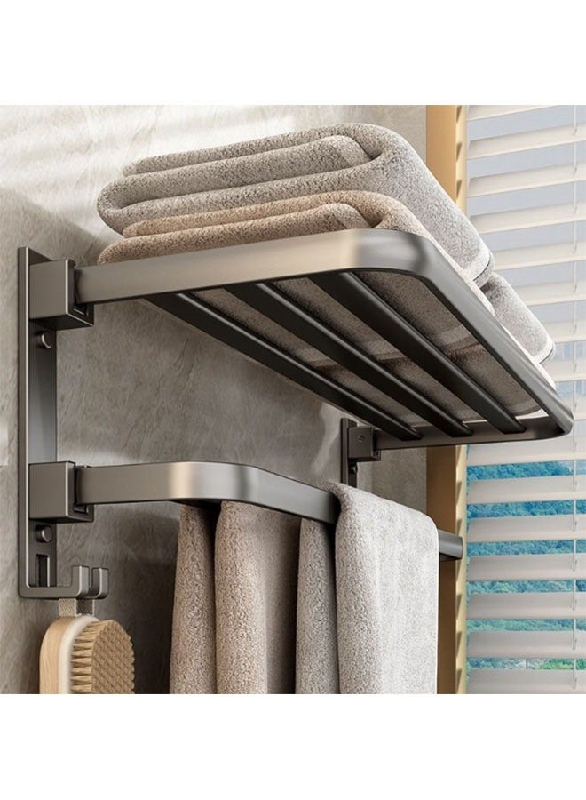 Towel rack storage rack without drilling bathroom 40cm space aluminum wall-mounted towel rack rust-proof and waterproof suitable for bathroom kitchen - Image 4