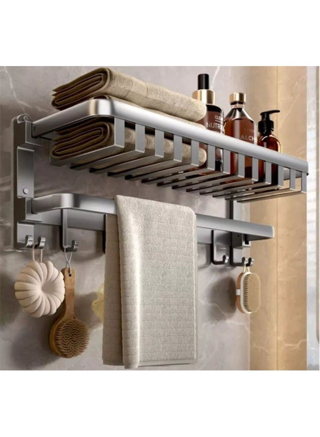 Towel rack storage rack without drilling bathroom 40cm space aluminum wall-mounted towel rack rust-proof and waterproof suitable for bathroom kitchen - Image 5