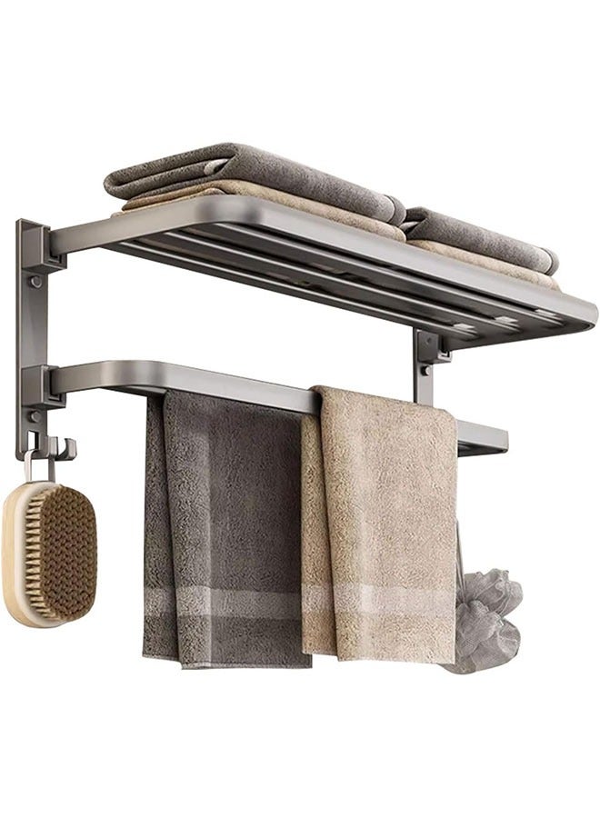 Towel rack storage rack without drilling bathroom 40cm space aluminum wall-mounted towel rack rust-proof and waterproof suitable for bathroom kitchen - Image 1
