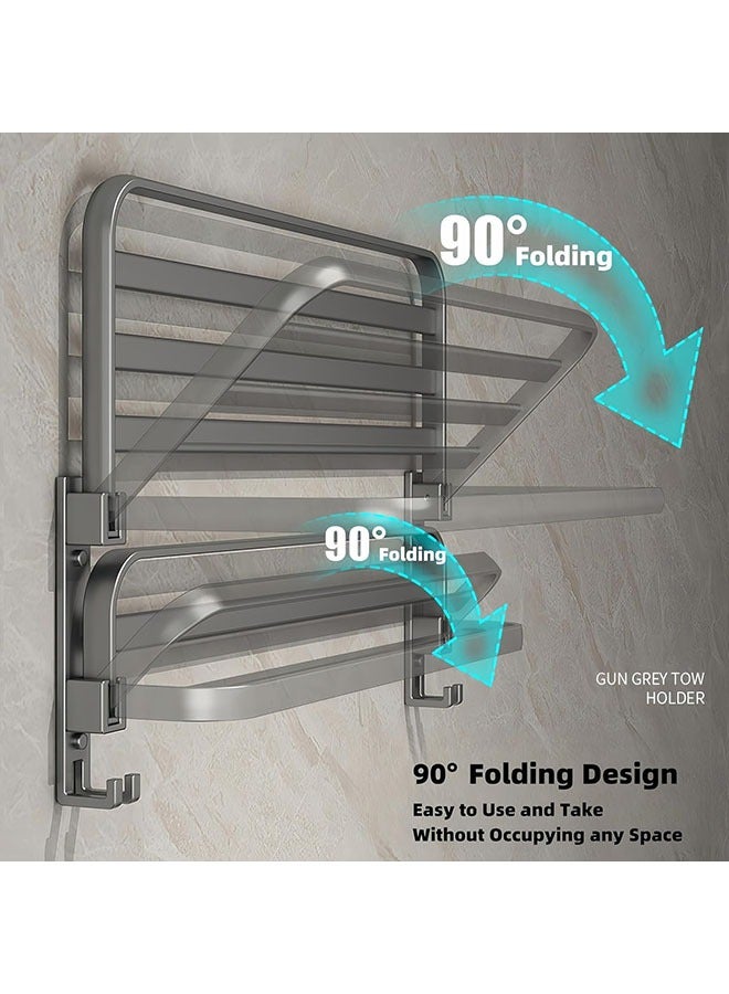 Towel rack storage rack without drilling bathroom 40cm space aluminum wall-mounted towel rack rust-proof and waterproof suitable for bathroom kitchen - Image 2