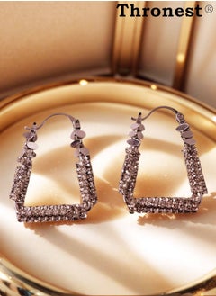 Thronest 925 Silver Crystal Earrings, Square Earrings ，Fashionable and generous，Suitable for daily life, attending parties, weddings  - Image 2