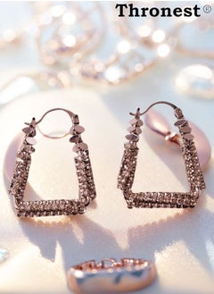 Thronest 925 Silver Crystal Earrings, Square Earrings ，Fashionable and generous，Suitable for daily life, attending parties, weddings  - Image 3