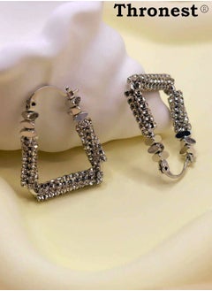 Thronest 925 Silver Crystal Earrings, Square Earrings ，Fashionable and generous，Suitable for daily life, attending parties, weddings  - Image 5