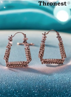 Thronest 925 Silver Crystal Earrings, Square Earrings ，Fashionable and generous，Suitable for daily life, attending parties, weddings  - Image 4