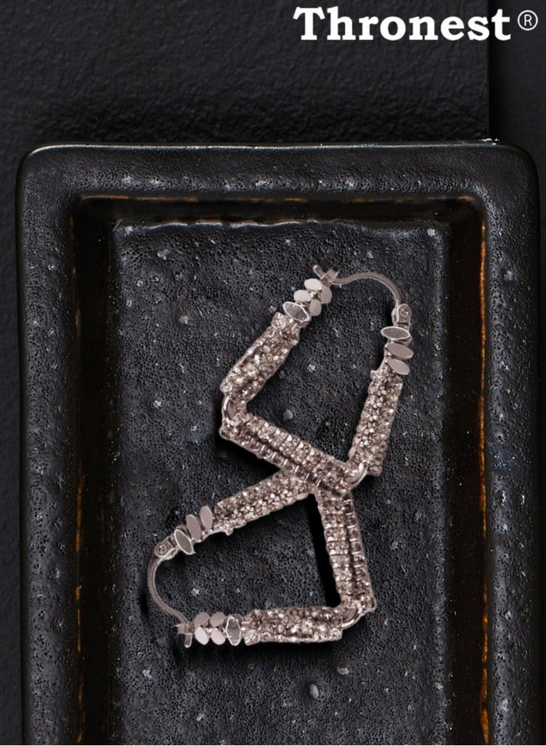 عرش أقراط من الكريستال الفضي عيار 925، أقراط مربعة ， عصرية وسخية ， مناسبة للحياة اليومية وحضور الحفلات والأعراس - Image 3