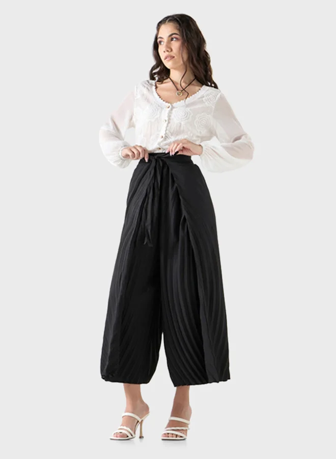 2Xtremz 2Xtremz Textured Wide Leg Wrap Pants with Tie-Ups