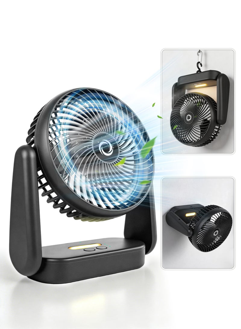 Necomi 3-in-1 Desktop Fan, Desk Fan with Night Light, Hanging & Wall-Mountable, Quiet USB Rechargeable Fan, 3 Speed Adjustable for Bedroom Home Office Dorm - Image 1