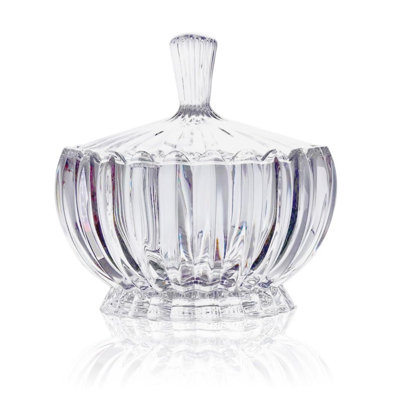 Rxcvkmw Rxcvkmw Glass Candy Plate with Cover Crystal Candy Bowl Fruit Plate Decorative Bowl white 