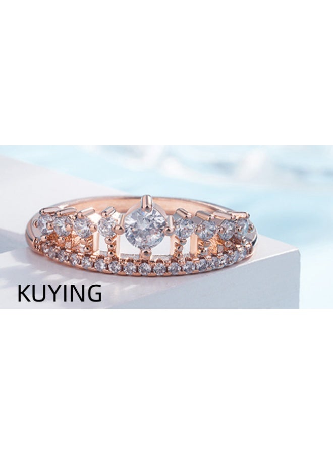 KUYING Original Crown Design Gold Ring Center Main Diamond Group Inlaying Craftsmanship - Image 2