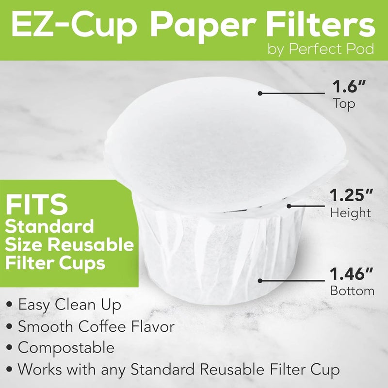 Perfect Pod EZ-Cup Disposable Paper Filters with Patented Lid Design for Reusable Coffee Pods - 4 Pack (200 Filters) - Image 5