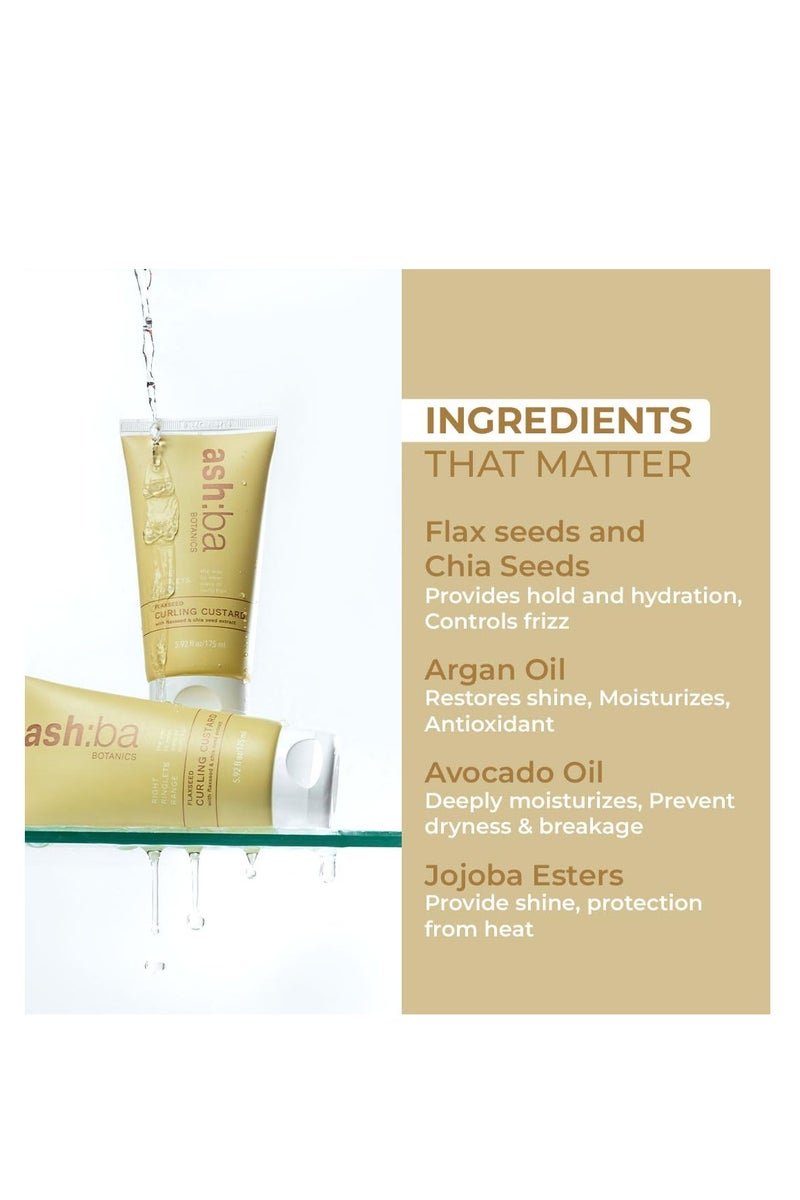 Ashba Botanics Flaxseed Curling Custard Natural Curly hair Gel for Curly Wavy Hair 200GM Excellent Hold Shine with Frizz Control - Image 4