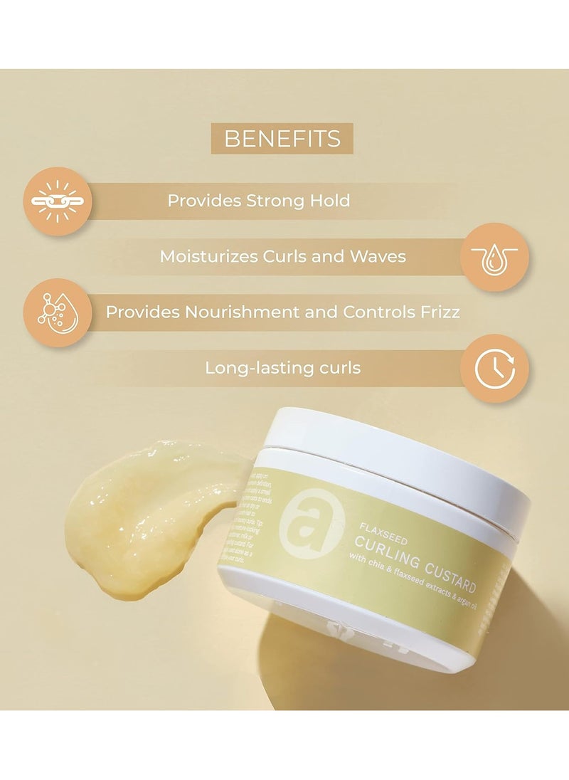 Ashba Botanics Ashba Botanics Flaxseed Curling Custard Natural Curly hair Gel for Curly Wavy Hair 200GM Excellent Hold Shine with Frizz Control  - Image 3