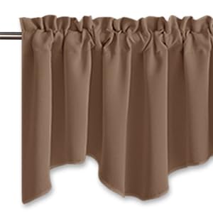 NICETOWN Room Darkening Cappuccino Curtain Valances - Solid Home Fashion 52 inches by 18 inches Rod Pocket Valance Curtain Panels for Small Window  Short Drapes/Draperies  Set of 4 Pieces - Image 3
