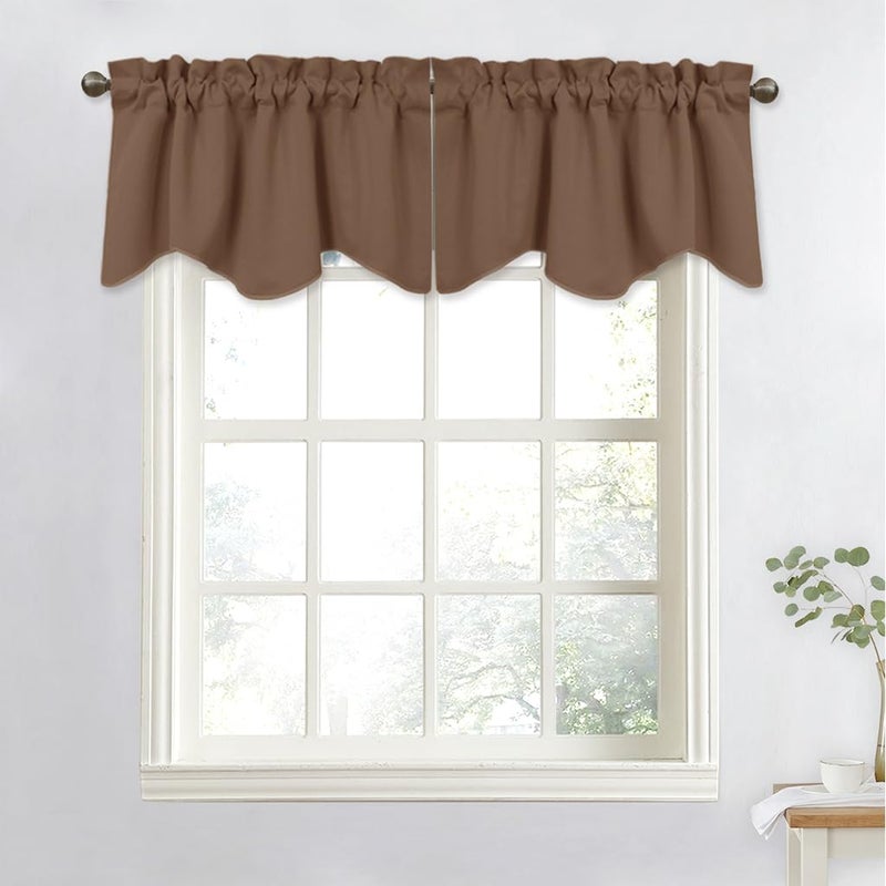 NICETOWN Room Darkening Cappuccino Curtain Valances - Solid Home Fashion 52 inches by 18 inches Rod Pocket Valance Curtain Panels for Small Window  Short Drapes/Draperies  Set of 4 Pieces - Image 2