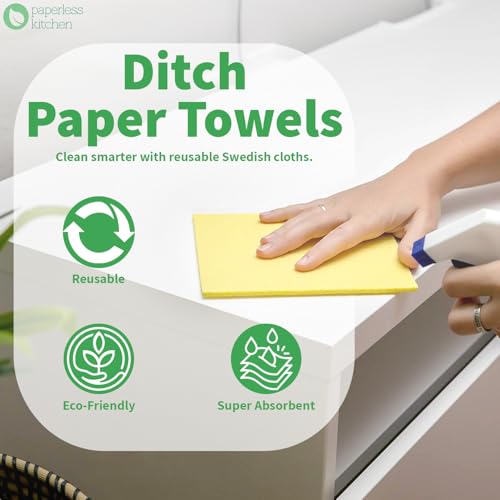 PaperlessKitchen Reusable Swedish Dishcloths for Kitchen – Eco Friendly Paper Towel Alternative – Absorbent, Washable, Compostable Cleaning Cloths – 4 Pack by Paperless Kitchen - Image 3