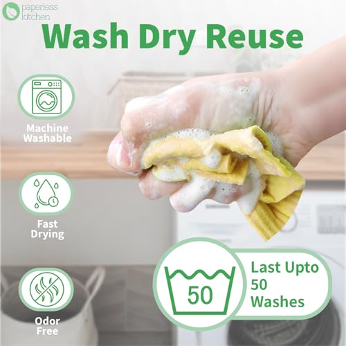 PaperlessKitchen Reusable Swedish Dishcloths for Kitchen – Eco Friendly Paper Towel Alternative – Absorbent, Washable, Compostable Cleaning Cloths – 4 Pack by Paperless Kitchen - Image 5