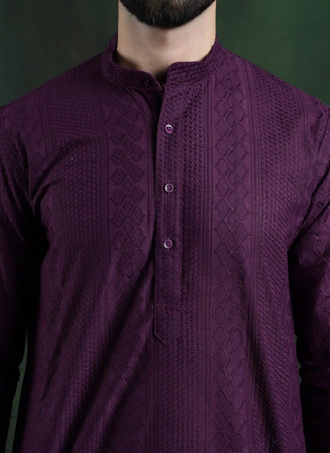 Sojanya Embroidered Mandarin Collar Cotton Kurta for Men - Image 2
