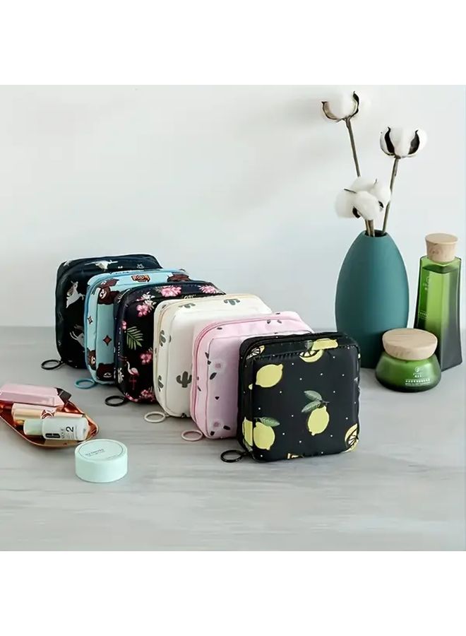 Peach Mini Sanitary Pad Organizer Multifunctional Travel Cosmetic Bag Toiletry Pouch Lipstick Case Keychain Cable Storage Box - Image 1