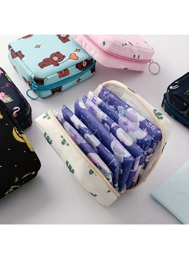 Peach Mini Sanitary Pad Organizer Multifunctional Travel Cosmetic Bag Toiletry Pouch Lipstick Case Keychain Cable Storage Box - Image 5