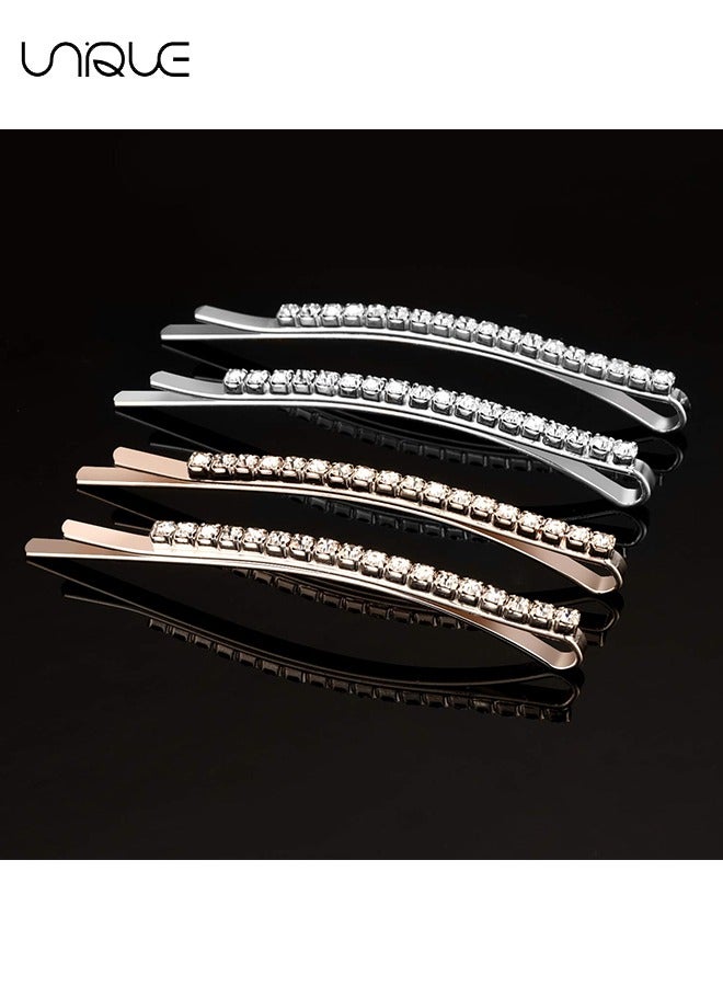 Unique 10Pcs Rhinestone Hair Pins, Sparkly Crystal Bobby Pins, Metal Hair Clips, Diamond-encrusted Hair Clips, Glitter Hairpins Styling Hair Accessories for Women Girls(Silver+Golden) - Image 3