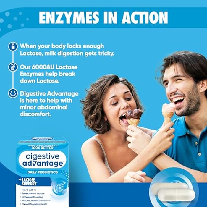 Digestive Advantage Probiotics + Lactase Digestive Enzymes For Digestive Health, Daily Probiotics For Women Men Occasional Bloating, Lactose Breakdown, Minor Abdominal Discomfort, Immune Support, 96ct - Image 4