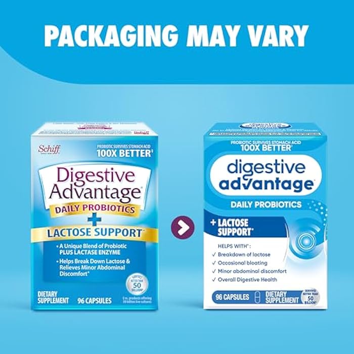 Digestive Advantage Probiotics + Lactase Digestive Enzymes For Digestive Health, Daily Probiotics For Women Men Occasional Bloating, Lactose Breakdown, Minor Abdominal Discomfort, Immune Support, 96ct - Image 5