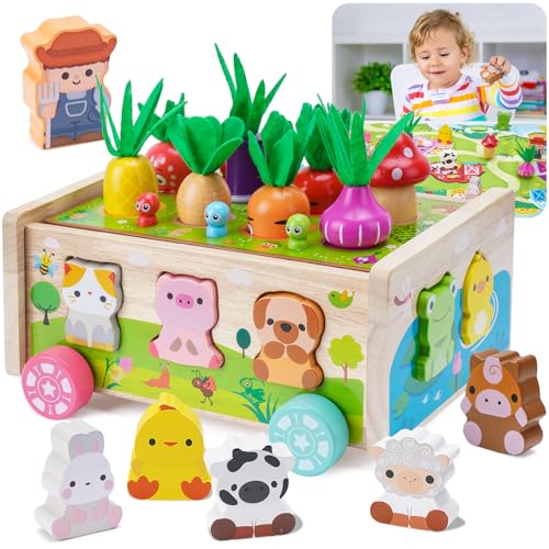 KMTJT Toddler Montessori Wooden Farm Toys  Babies 1218 Months Toy with Game Map for 1 2 3 Year Old Boys Girls  1st First Birthday Gifts for 12 Years  Wood Learning Educational Toys Fine Motor Skills - Image 1