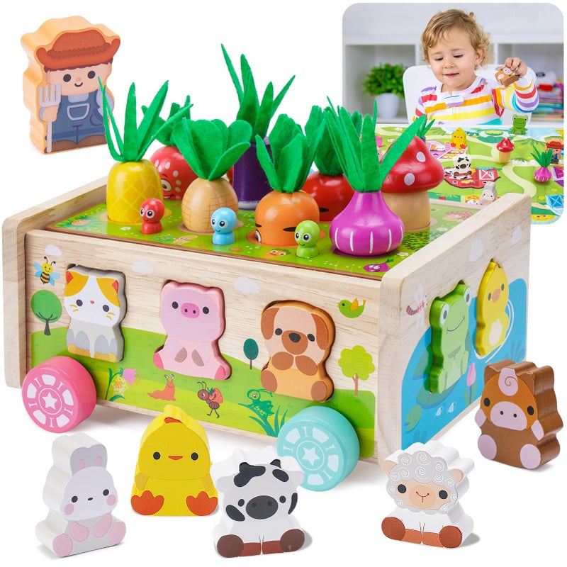 KMTJT Toddler Montessori Wooden Farm Toys  Babies 1218 Months Toy with Game Map for 1 2 3 Year Old Boys Girls  1st First Birthday Gifts for 12 Years  Wood Learning Educational Toys Fine Motor Skills - Image 2