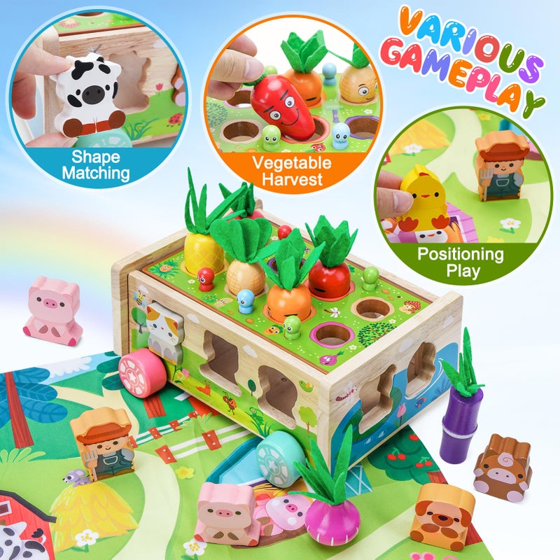 KMTJT Toddler Montessori Wooden Farm Toys  Babies 1218 Months Toy with Game Map for 1 2 3 Year Old Boys Girls  1st First Birthday Gifts for 12 Years  Wood Learning Educational Toys Fine Motor Skills - Image 3