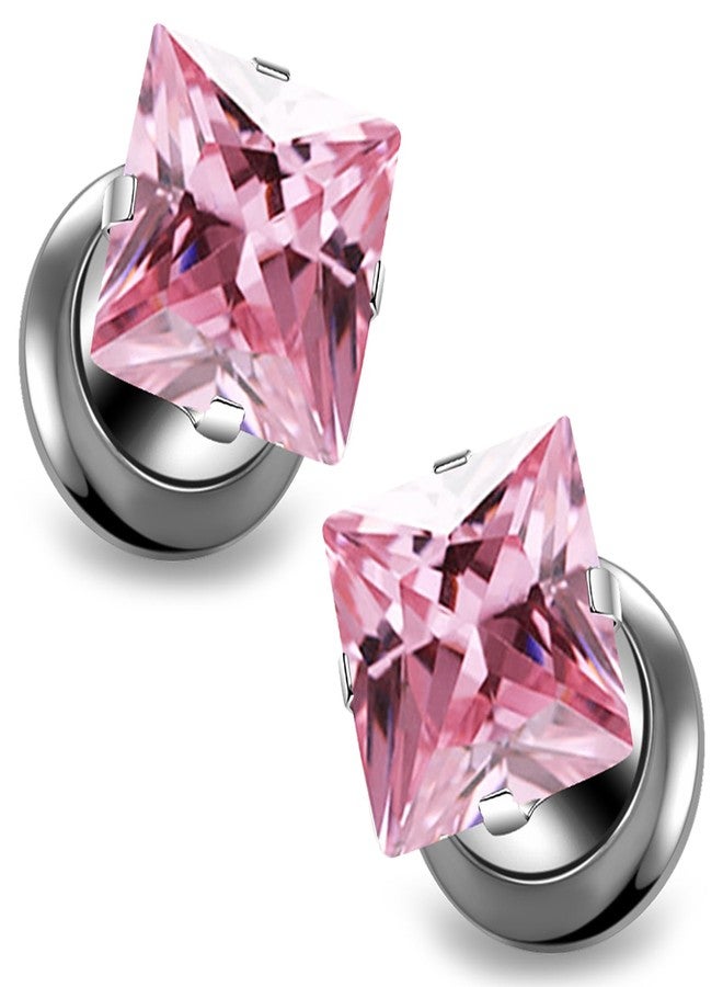 Ocptiy 4G Astm F136 Titanium Gauges Tunnels Plugs Earrings for Ears Stretching Kit 4 Gauge Implant Grade Screw Fit Gold Pink Diamond Tunnels Plugs Hollow Gauges Size 5mm Piercing Women Men 3/16 inch - Image 1