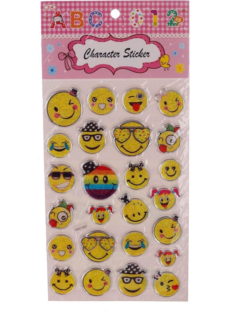 3A Emoji Plastic Sticker Set Of 6 Pieces For Kids - Multi Color 21915-3-30-3A-5120-Multi Color30 - Image 3