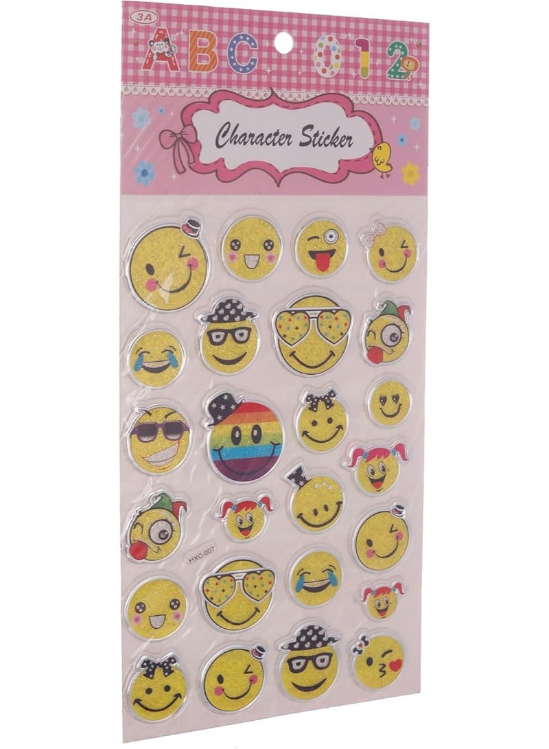 3A Emoji Plastic Sticker Set Of 6 Pieces For Kids - Multi Color 21915-3-30-3A-5120-Multi Color30 - Image 2