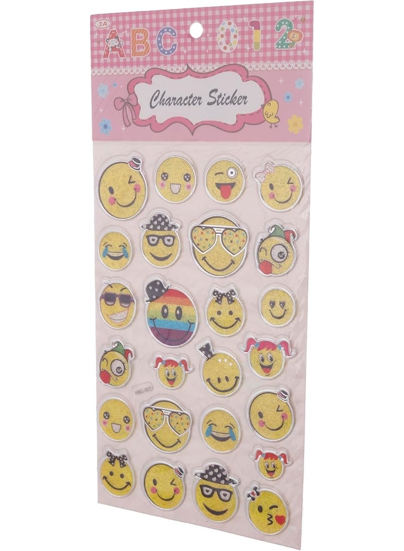 3A Emoji Plastic Sticker Set Of 6 Pieces For Kids - Multi Color 21915-3-30-3A-5120-Multi Color30 - Image 4