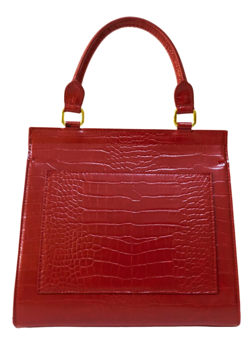 لا لي لي حقيبة الغداء - الأحمر بجلد التمساح