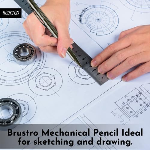 BRUSTRO Mechanical Pencil Set | HB-20 leads, 2B-20 leads, Spare eraser- 8 units|Tip size- 0.5 mm |Ideal for Students,Adults, Home,School,Office,Stationery Use |Writing, Sketching, Drawing, Mandala Art - Image 5