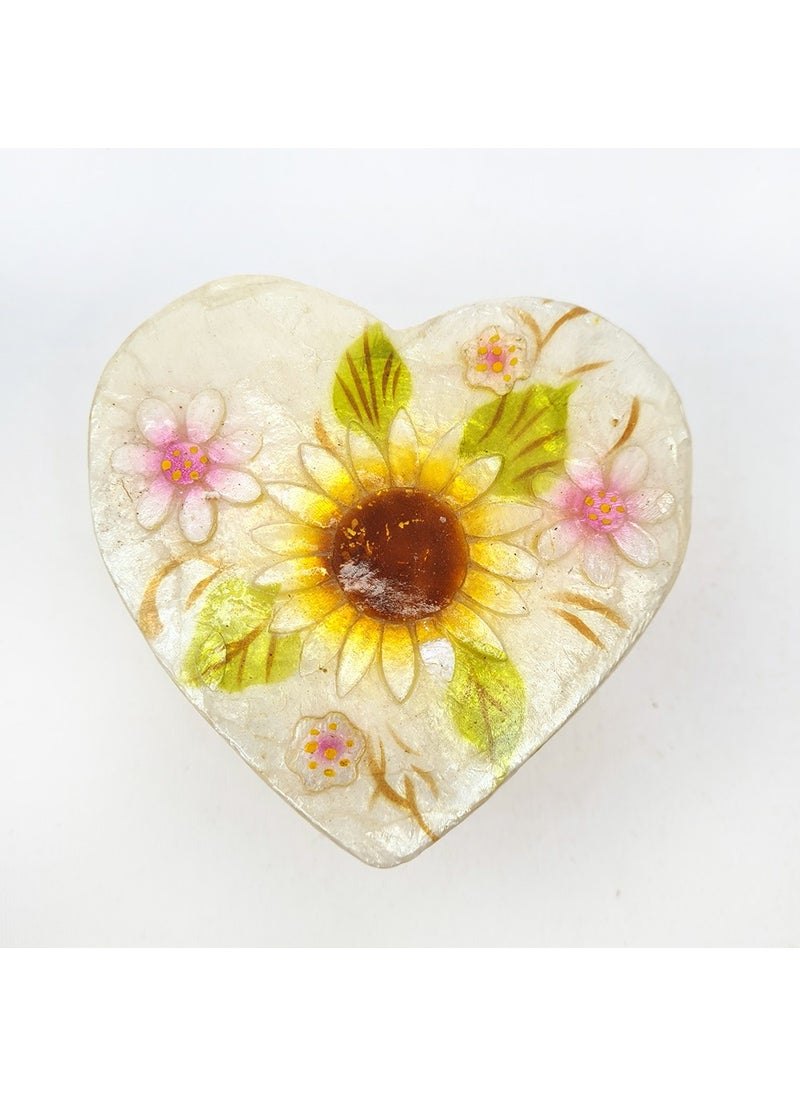 evinizdeki okyanus esintisi turkuaz hediyelik Ocean breeze turquoise gift box for your home Large Mother-of-Pearl Heart-Sunflower Box  - Image 2