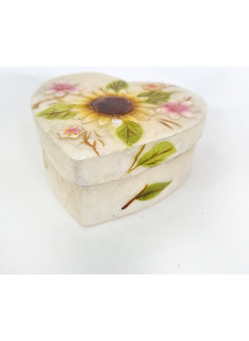 evinizdeki okyanus esintisi turkuaz hediyelik Ocean breeze turquoise gift box for your home Large Mother-of-Pearl Heart-Sunflower Box  - Image 1