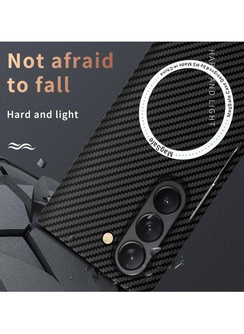 Aookay - Aookay Case for Samsung Galaxy Z Fold 5 Compatible with MagSafe Charger, Carbon Fiber Pattern Slim Shockproof Anti Drop Case for Z Fold 5. No Front Screen Protector - Image 1