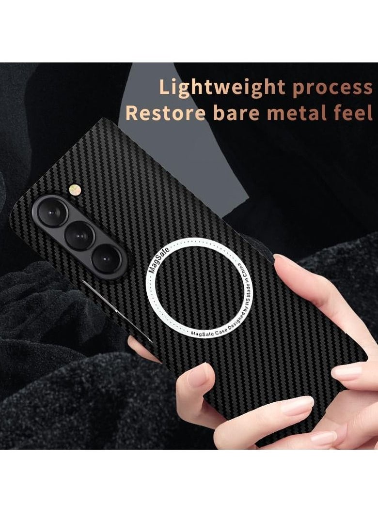Aookay - Aookay Case for Samsung Galaxy Z Fold 5 Compatible with MagSafe Charger, Carbon Fiber Pattern Slim Shockproof Anti Drop Case for Z Fold 5. No Front Screen Protector - Image 1