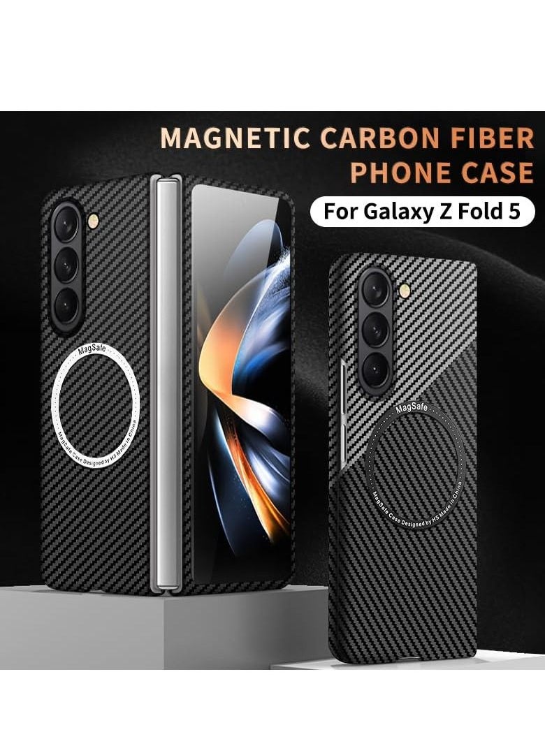 Aookay - Aookay Case for Samsung Galaxy Z Fold 5 Compatible with MagSafe Charger, Carbon Fiber Pattern Slim Shockproof Anti Drop Case for Z Fold 5. No Front Screen Protector - Image 1