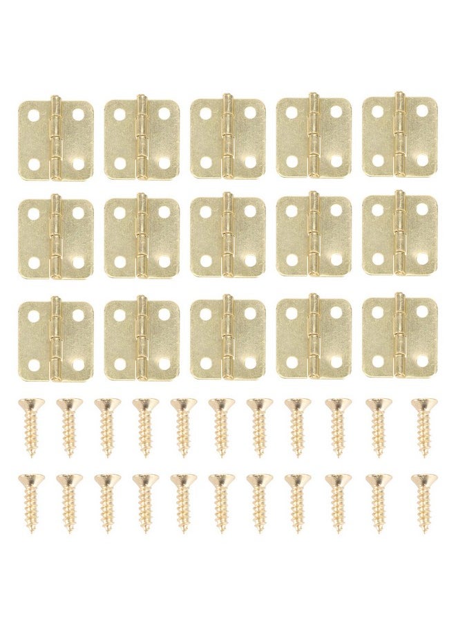 Healifty 20Pcs Dollhouse Mini Hinges Hardware Miniature 1:12 For Dollhouse Miniature Furniture Cabinet Closet With 80 Screws Yellow  - Image 2