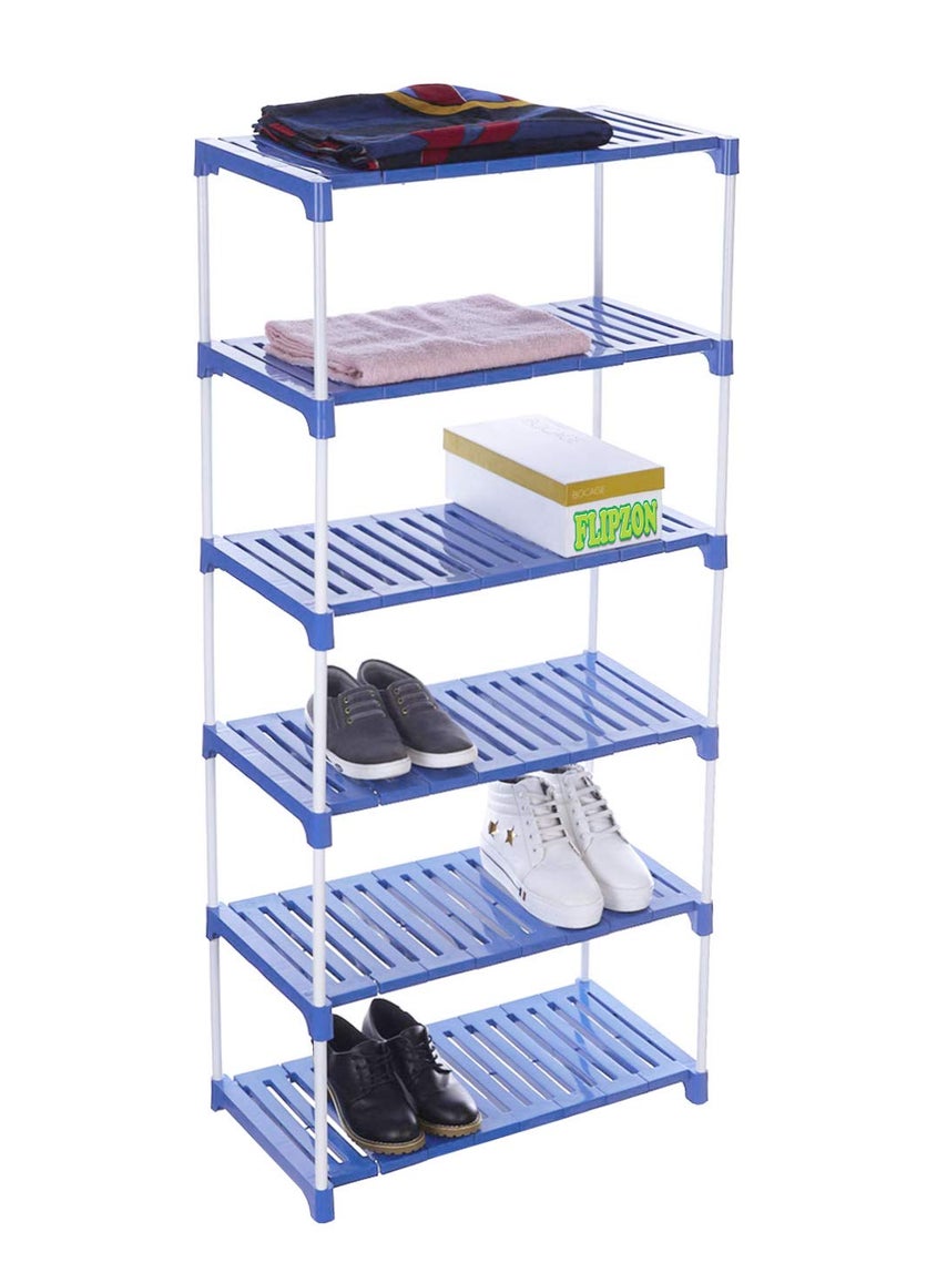 FLIPZON - FLIPZON 6 Step Strong Foster Rack Organizer for Shoe/Clothes/Books | Need to Be Assemble - DIY | Metal & Plastic | Blue & White - Image 1