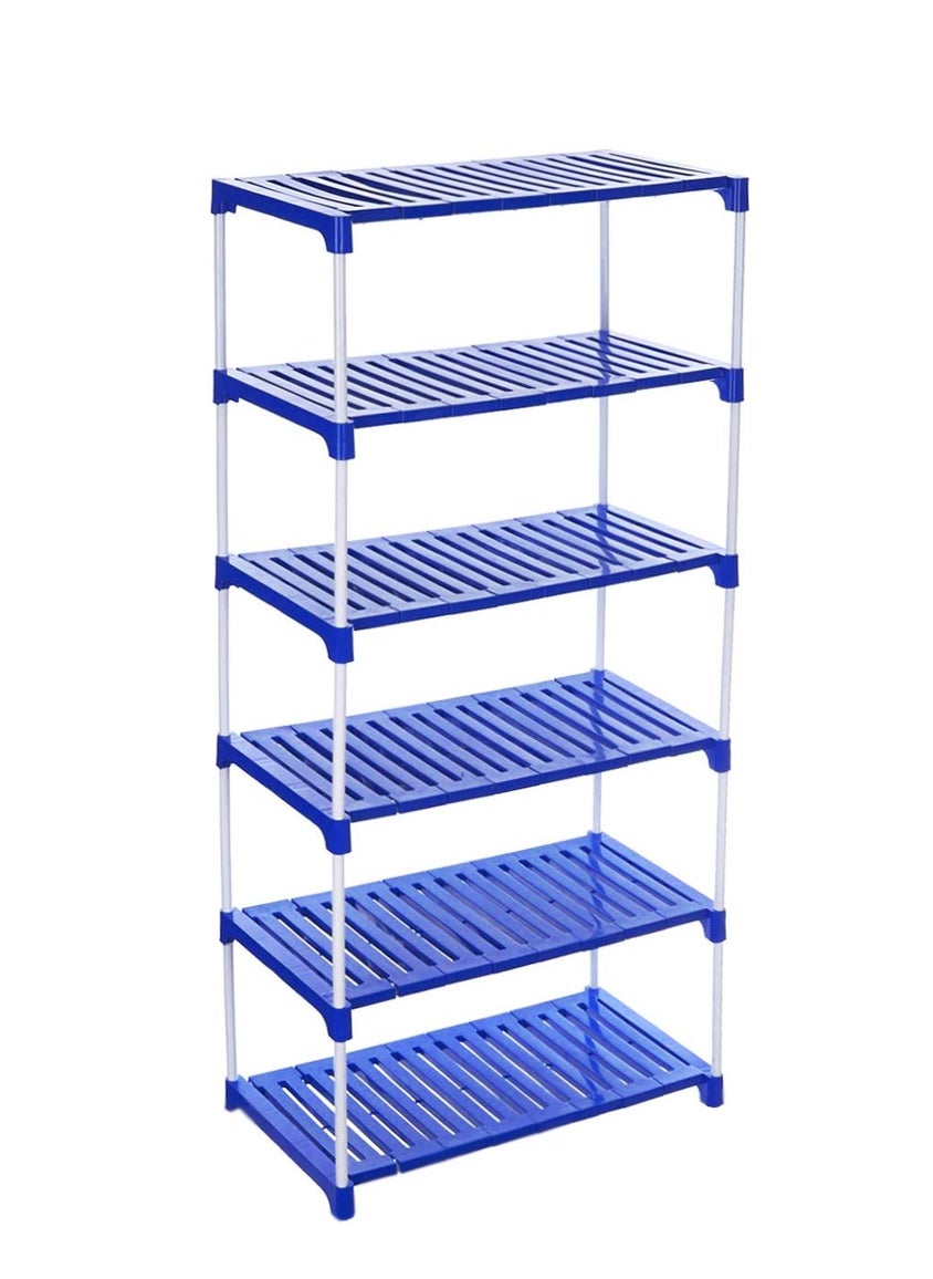 FLIPZON - FLIPZON 6 Step Strong Foster Rack Organizer for Shoe/Clothes/Books | Need to Be Assemble - DIY | Metal & Plastic | Blue & White - Image 1