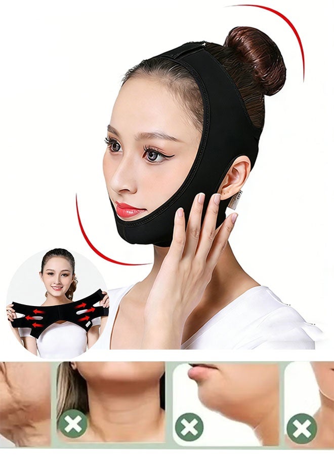 Happy D Double Chin Reducer,V Line Mask Face Lifting Strap,Face Lift Chin Strap Sculpting Tool,Reusable Face Shaper and Lifting Belt,Chin Up Eliminator,Exclusive Formula For Efficient Improvement - Image 1